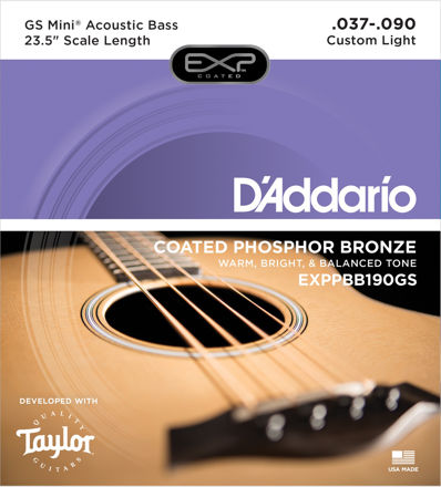D'Addario EXPPBB190GS Phosphor Bronze Coated Acoustic Bass Strings, Taylor GS Mini Scale, 37-90