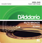 D'Addario EZ890 85/15 Bronze Acoustic Guitar Strings, Super Light, 9-45