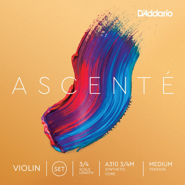 D'Addario Ascenté Violin String Set, 3/4 Scale, Medium Tension