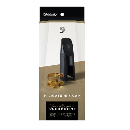 D'Addario H-Ligature & Cap, Tenor/Baritone Saxophone (Graftonite/Metalite Mouthpieces), Gold