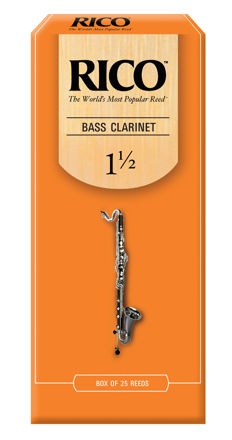 Rico Bass Clarinet Reeds, Strength 1.5, 25-pack