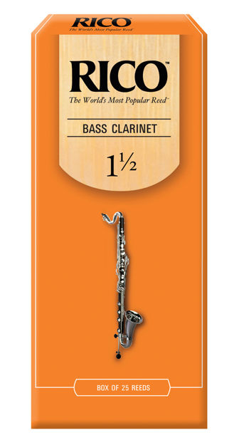 Rico Bass Clarinet Reeds, Strength 1.5, 25-pack