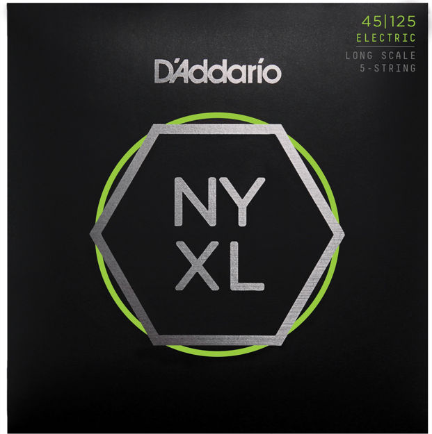D'Addario NYXL45125 Nickel Wound Bass Guitar Strings, 5-String Lt Top / Med Btm, 45-125, Long Scale