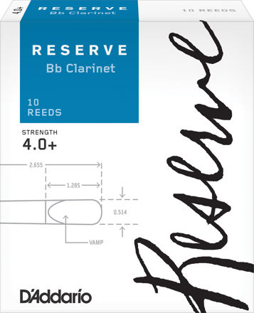 D'Addario Reserve Bb Clarinet Reeds, Strength 4.0+, 10-pack