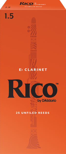 Rico by D'Addario Eb Clarinet Reeds, Strength 1.5, 25-pack