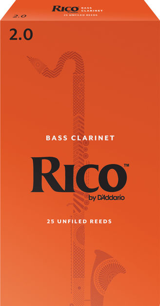 Rico by D'Addario Bass Clarinet Reeds, Strength 2, 25 Pack