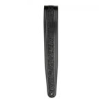 D'Addario Deluxe Leather Guitar Strap, Embossed Flowers, Black
