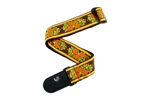 D'Addario Woven Guitar Strap, Peace Love, Brown and Yellow