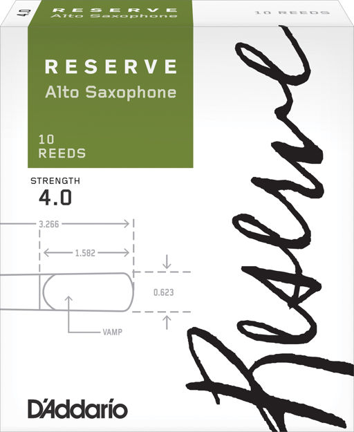 D'Addario Reserve Alto Saxophone Reeds, Strength 4.0, 10-pack