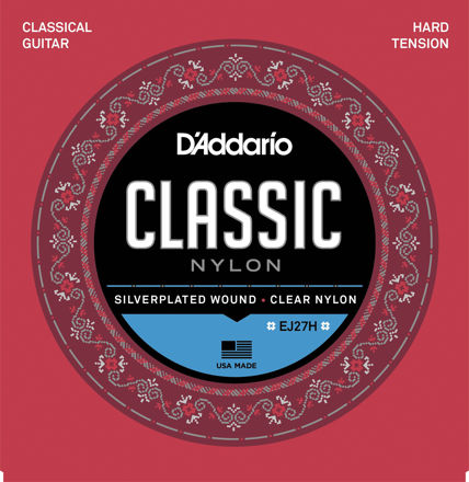 D'Addario EJ27H Student Nylon Classical Guitar Strings, Hard Tension