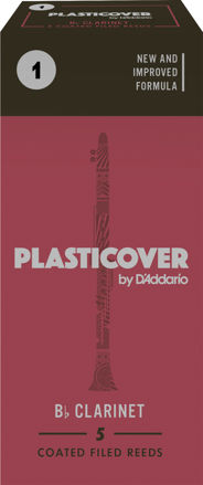 Plasticover by D'Addario Bb Clarinet Reeds, Strength 1, 5-pack