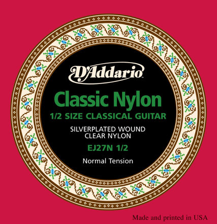 D'Addario EJ27N 1/2 Student Nylon Fractional Classical Guitar Strings, Normal Tension