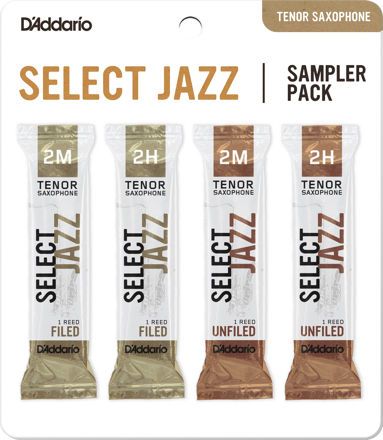 D'Addario Select Jazz Tenor Saxophone Reed Sampler Pack, 2M/2H