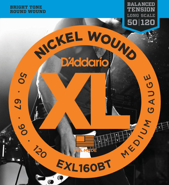D'Addario EXL160BT Nickel Wound Bass Guitar Strings, Balanced Tension Medium, 50-120, Long Scale