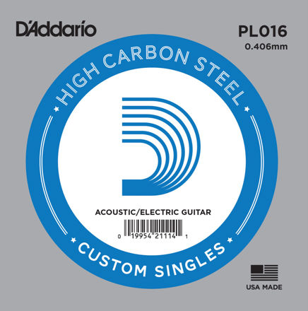 D'Addario PL016 Plain Steel Guitar Single String, .016