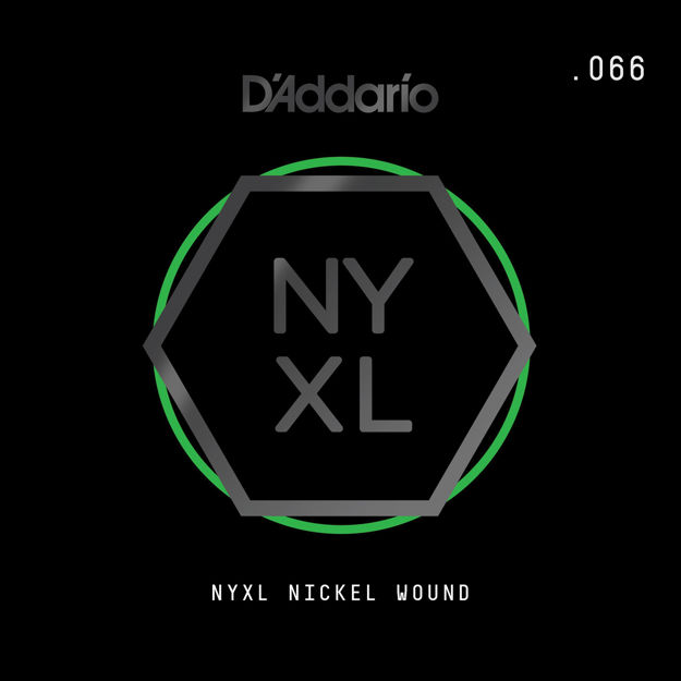 D'Addario NYNW066 NYXL Nickel Wound Electric Guitar Single String, .066