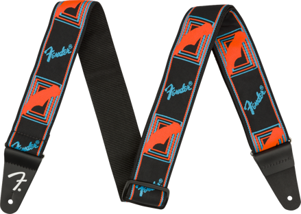 Fender Neon Monogrammed Strap, Blue/Orange