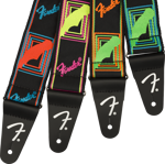 Fender Neon Monogrammed Strap, Green/Orange