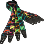 Fender Neon Monogrammed Strap, Green/Orange