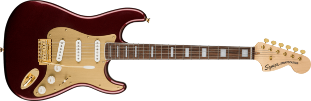 Squier 40th Anniversary Stratocaster Gold Edition - Ruby Red Metallic