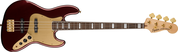 Squier 40th Anniversary Jazz Bass Gold Edition - Ruby Red Metallic