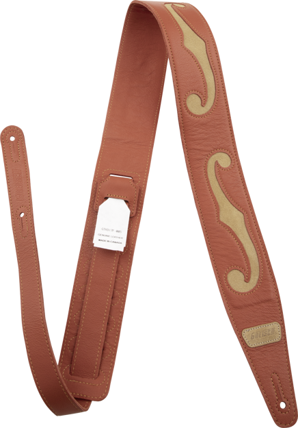 Gretsch F-Holes Leather Strap, Orange and Tan, 3"