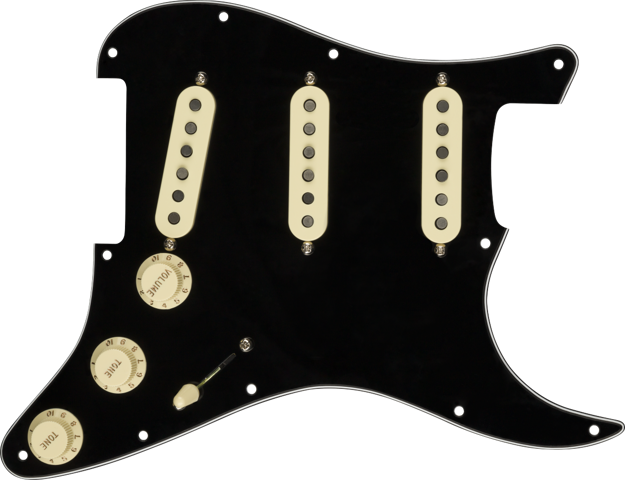 Fender Pre-Wired Strat Pickguard, Custom Shop Texas Special SSS, Black 11 Hole PG