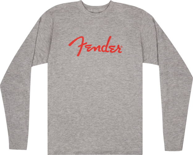 Fender Spaghetti Logo L/S T-Shirt, Heather Gray, XXL