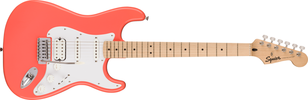 Squier Squier Sonic™ Stratocaster® HSS, Maple Fingerboard, White Pickguard, Tahitian Coral