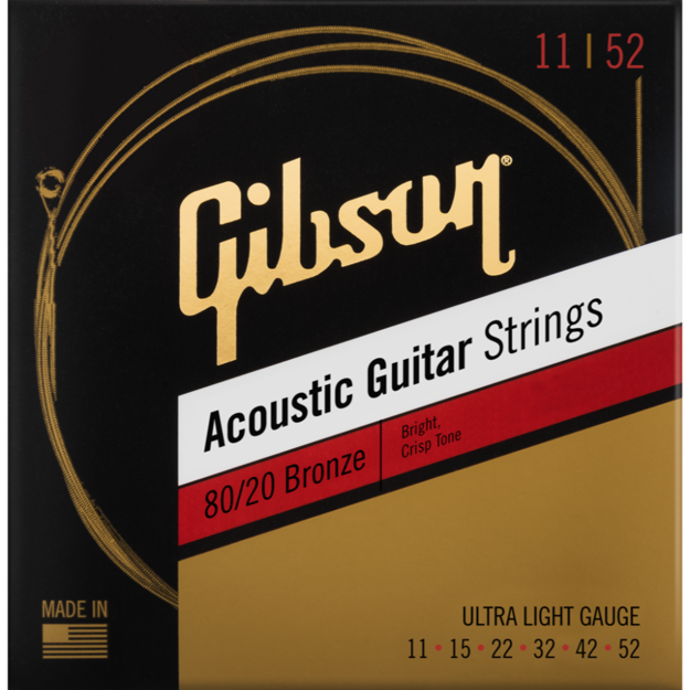 Gibson S & A 80/20 Bronze Acoustic Guitar Strings | Light