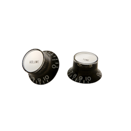 Gibson S & A Top Hat Knobs w/ Silver Metal Insert (Black) (4 pcs.)