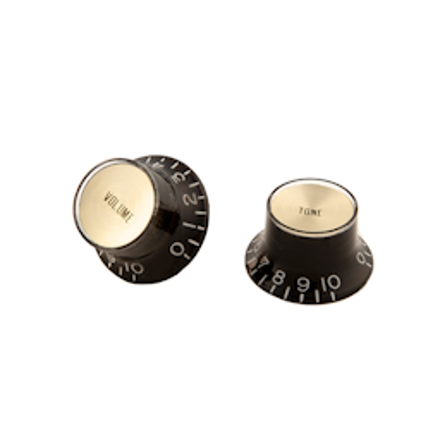 Gibson S & A Top Hat Knobs w/ Gold Metal Insert (Black) (4 pcs.)