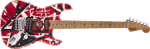 EVH Striped Series Frankie, Maple Fingerboard, Red with Black Stripes Relic