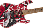 EVH Striped Series Frankie, Maple Fingerboard, Red with Black Stripes Relic