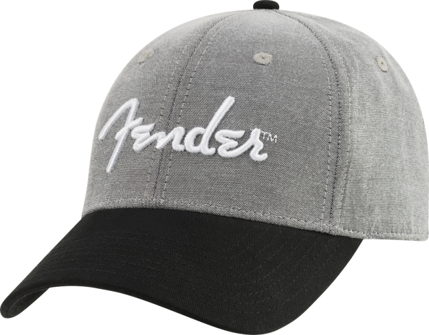 Fender Hipster Dad Hat, Gray and Black, One Size Fits Most