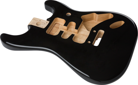 Fender Deluxe Series Stratocaster HSH Alder Body 2 Point Bridge Mount, Black