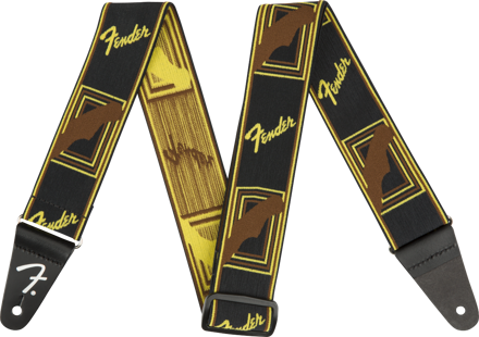 Fender Weighless™ 2" Mono Strap, Black/Yellow/Brown