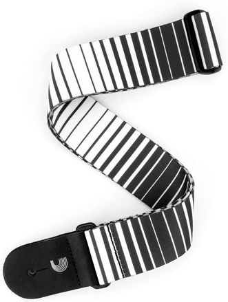 D'Addario Polyester Guitar Strap, Optical Art, White Stripes