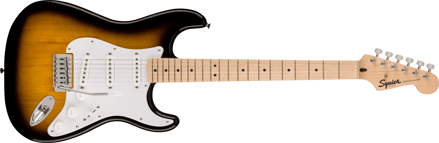 Squier Sonic Stratocaster, Maple Fingerboard, White Pickguard, 2-Color Sunburst