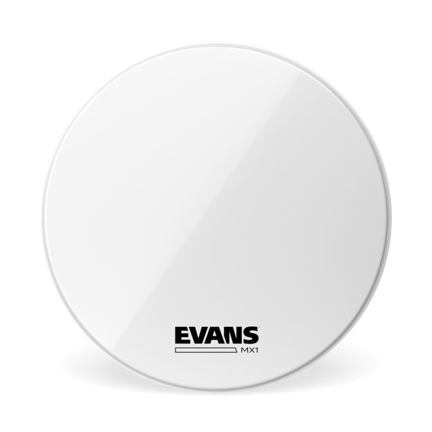 Evans MX1 White Marching Bass Drum Head, 24 Inch