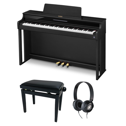 Pakke: Casio AP-550 BK, pianokrakk og hodetelefoner