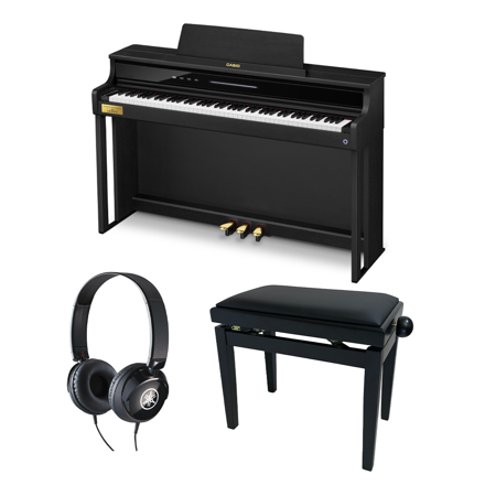Pakke: Casio AP-750 BK, pianokrakk og hodetelefoner