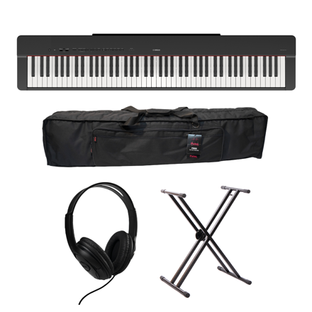 Pakke: Yamaha P-225B, keyboardstativ, soft case og hodetelefoner