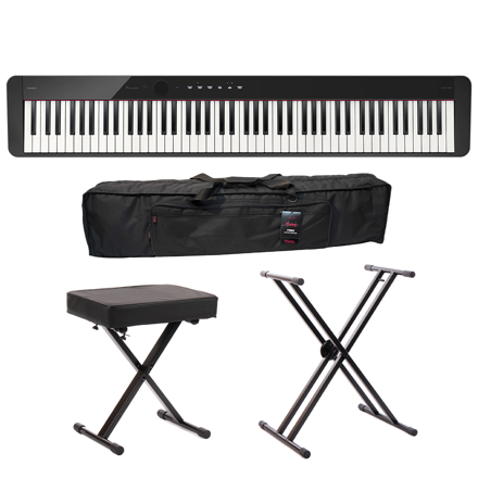 Pakke: Casio PX-S1100BK, keyboardstativ, krakk og soft case