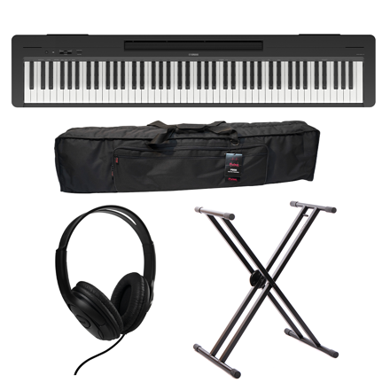 Pakke: Yamaha P-145B, keyboardstativ, soft case og hodetelefoner