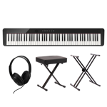Pakke: Casio PX-S1100BK, keyboardstativ, krakk og hodetelefoner