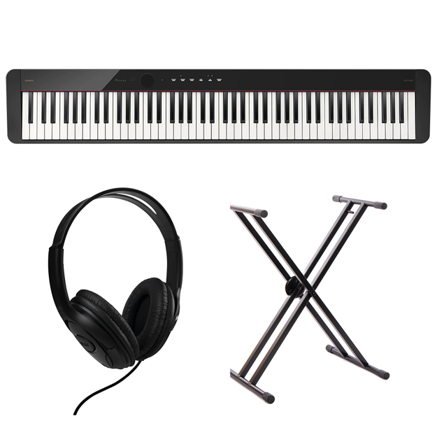 Pakke: Casio PX-S1100BK, keyboardstativ og hodetelefoner