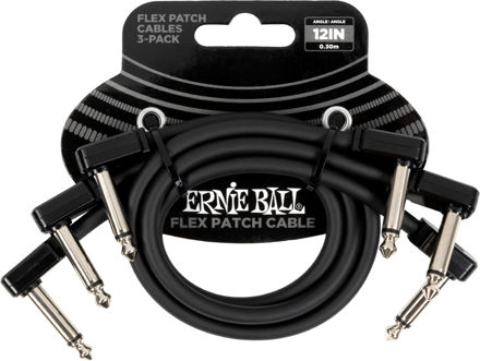 Ernie Ball 6445 Flex Patch Cable Black 30 cm 3-Pack