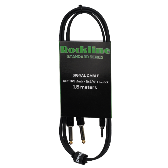 Rockline signalkabel 1,5m 1x1/8 Jack TRS-2x 1/4 Jack TS