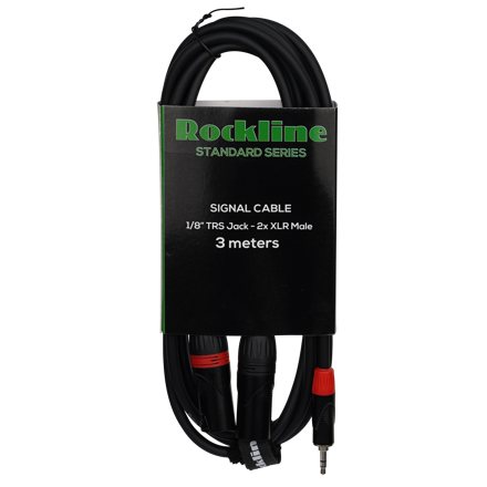 Rockline signal kabel 3m 1x 1/8 Jack/2x XLRM